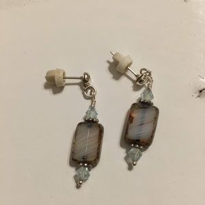 Auth. Czech glass, Swarovski & sterling earrings